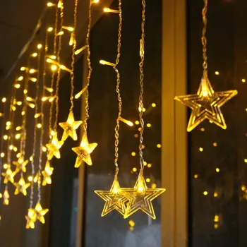 3,5 m Zvezd Pravljica Luči Božič Zavese, Luči, Okraski za Dom, Božični Okraski Novo Leto Garland Domov Zunanji Dekor
