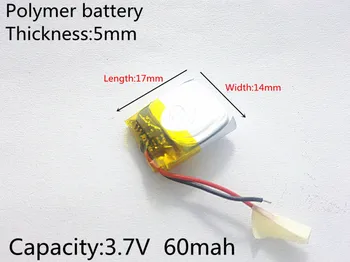 3,7 V 60mAh 501417 Litij-Polymer Li-Po baterija li ionska Baterija za Polnjenje celic Za Mp3, MP4 MP5 GPS, PSP, mobilni bluetooth