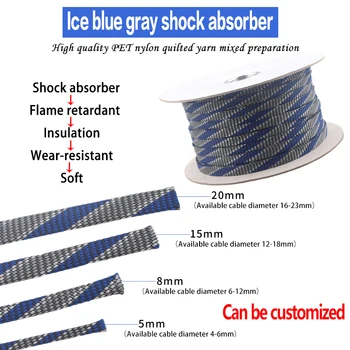 3 mm/5 mm/8 mm/12 mm/15 mm/20 mm led modra siva avdio šok absorpcije omrežja signal kabel zvočniški kabel napajalnega kabla zaščita neto