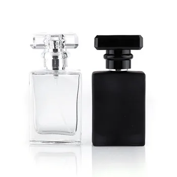 30 ML Kvadratnih Ravnega Stekla Stekleničke Parfuma Potovanja Prenosni Črno in Jasno Spray Prazno Steklenico WB3028