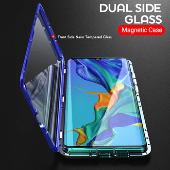 360 Magnetni Kovinski kovček Za Huawei P30 P20 Pro lite Mate 20 Pro 20X Primeru Dvojno Steklo Čast 10 8X Max 9x Nova 3 3i 3E 4 4E Pokrov