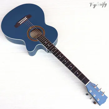 39 palčni modra polno basswood telo akustična električna kitara 6 string folk kitara