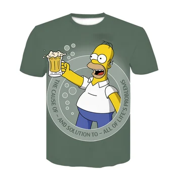 3D, Anime T-shirt moški ženske Simpson Tiskanje T shirt Fantje priložnostne Harajuku risanka smešno T-shirt O-vratu, kratka sleeved Tshirt