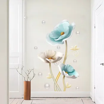 3D Lotus Stenske Nalepke Doma Dekor Veliko Cvetja Dnevna Soba, Spalnica Steno Dekor Nalepki na Ozadje naredi sam Doma Decals