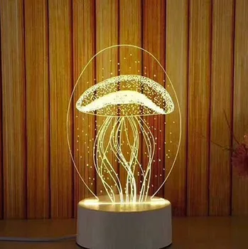 3D Meduze Nočne Luči Arhitekturne namizne Svetilke Usb Akril Led Tabela Desk Spalnica Dekoracijo Darilo Toplo Belo Svetlobo