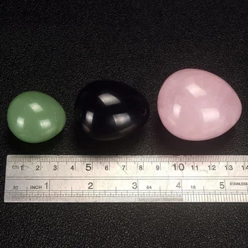 3PCS Rose quartz Obsidian Green jade red jasper kristalno Jajca, Naravni Gemstone Bell Čakro Zdravljenje Reiki Kamna