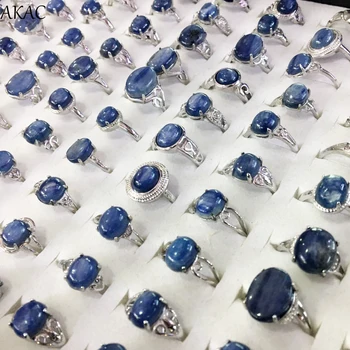 3rings/set AKAC approx6-8*8-10 mm na naravno modrem kianit obroč nastavljiv bela bakreni prstan pošlji naključno debelo