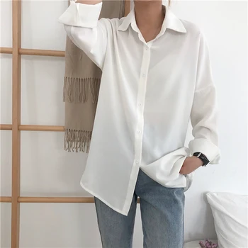 4 barve 2019 pomlad korejski elegantna svoboden šifon srajce ženska barva tanko zaščito pred soncem dolg rokav bluze ženska (B8383)