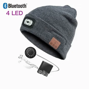 4 Visoke Svetlosti LED Bluetooth Slušalke Beanie Klobuk Športih na Prostem Brezžične Slušalke Rechargeable Žarometa Skp z Mic