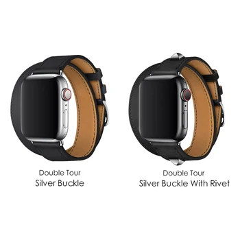40 mm 44 mm Črn Trak Za Apple Gledati Serije 5 Watchband Pravega Usnja Zapestnica Eno Dvojno Tour Razredi Za iWatch Series 3 2