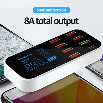 40W 8 Vrata USB Avto Polnilec LED Zaslon QC3.0 2.4 Hitro Polnjenje Za iPhone 11 Pro Max X Samsung Xiaomi Huawei Telefona Polnilnik