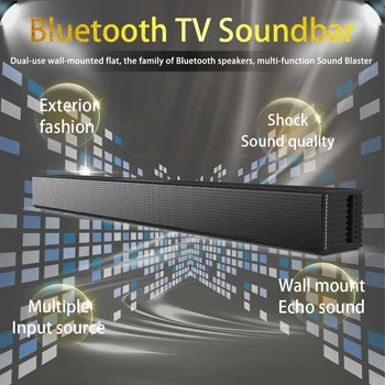 40W Soundbar Stenski Zvočnik za Domači Kino TV Zvočniki za Računalnik Bluetooth Zvočnik Soundbar Subwoofer z FM AUX Glasbeni Center Polje
