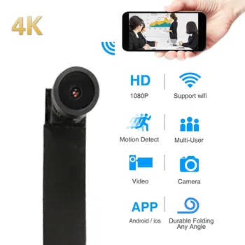 4K Ultra Mini WIFI Prilagodljiv Fotoaparat, Full HD Video Audio Snemalnik Zaznavanje Gibanja Kamere IP P2P Mikro Cam