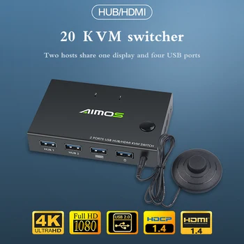 4K USB HDMI KVM Preklopnik Polje Video Zaslon USB Stikalo za Cepilec Za 2 PC Delitev Tipkovnico, Miško, Tiskalnik 