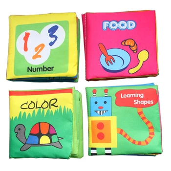 4pcs angleški Izobraževalne Baby Krpo, Knjige, Igrače, Polnjene s Hrupom Materiala, ki Pomaga Dojenčki Razvijejo Občutek Zvoka