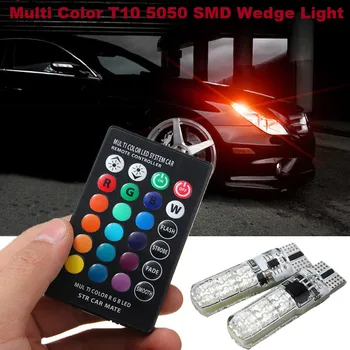 4Pcs RGB LED 12V LED RGB 5050 SMD Signalna luč za Branje Klin Lučka Auto Notranje Okrasne Lučke za Auto Daljinski upravljalnik