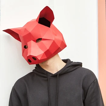 5 Barv, 3D Papir Svinjska Glava Masko Pokrivala za Živali DIY Origami Papir, Kartice Model Sobi Doma Dekor Obrti Stranke Halloween Cosplay Rekviziti