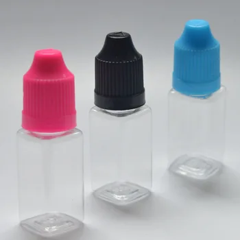 50pcs Prazna 10 ml Kvadratni Plastični Kapalko Steklenice za E Tekočina Z Childproof Skp in Dolgo Nasvet PET Jasno Trdi Vail