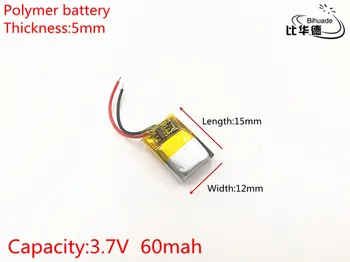 5pcs/veliko 3,7 V 60mAh 501215 Litij-Polymer Li-Po baterija li ionska Baterija za Polnjenje celic Za Mp3, MP4 MP5 igrača za mobilne naprave bluetooth