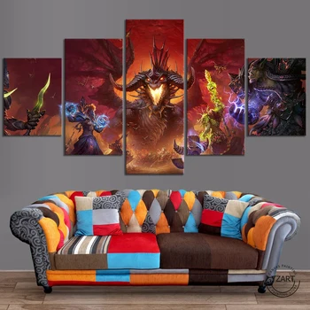 5pcs World of Warcraft Cataclysm Video Igre, Poster, HD Stenske Slike za Spalnica Dekor,brez okvirja