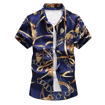 5XL 6XL 7XL Majica za Moške Poletne Novo Modno Osebnost Natisnjeni Kratek Rokav Srajce Moške Priložnostne Plus Velikost Hawaiian Beach Majica