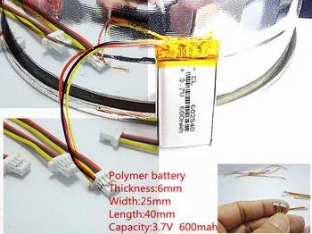 602540 3,7 V 2.2 wh 600mAh Polnilne Li-Polymer Li-ionska Baterija Za tahografske MP3, MP4, GPS papago DVR 358 062540