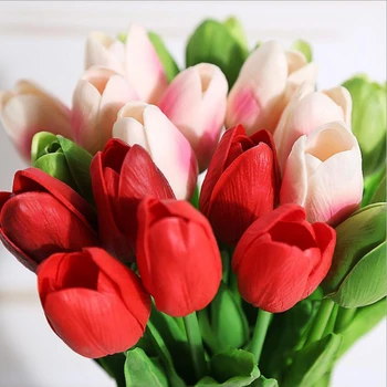 6Pcs Umetno Tulipanov svile cvetja Veje romantično pravi dotik cvetje doma dekor poroka tabela dekoracijo valentine dekoracijo