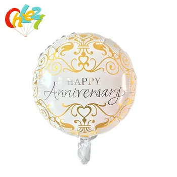 7pcs Vesel Obletnico Krog Folija Balone Helija, Stranka spomin Dekoracijo Folijo Globos Poroka, Valentinovo baloni