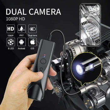 8 mm Dvojno Endoskop Kamera, WiFi BorescopeI Pregled 2.0 MP Mobilna Kača Fotoaparat Kanalizacije Kamera za Android in iOS Pametni telefon