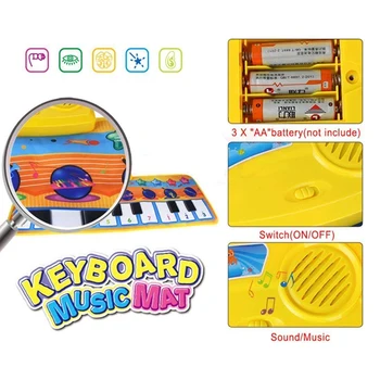 80x28cm Baby Klavir Mat z 10 Tipkami Snemanje & Bite Za Ugriz Funkcija Dotik Igrajo Mat Glasbeni Preprogo Preprogo Izobraževalne Igrače za Otroke