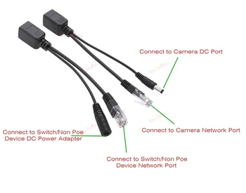 8pcs(4pairs) POE Adapter kabel Konektorji Pasivni Napajalni kabel Ethernet PoE Adapter RJ45 Injektor + Delilnik Kit 12V 24V 36V