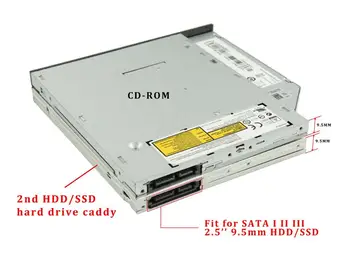 9.5 mm 2. SATA Trdi Disk HDD SSD Ohišje Caddy za Dell Inspiron 17R 5721 5737 15R 5537 5521 SU-208CB DV-8A5HH