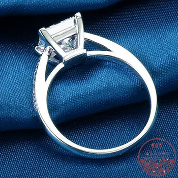 925 sterling srebro Kvadratnih Princesa Obroč Štiri-Vile Ženski Simulacije Zveze Preprost Modni diamant obroči za ženske