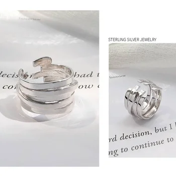 925 sterling srebro Multi-layer navijanje prstani srebro osebnost odprt obroči za ženske 2019 nove ustvarjalne nakit