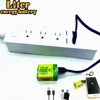 9V 6F22 USB 1200mAh Li-ionska akumulatorska baterija za dima alarm brezžični mikrofon Kitara EQ Interkom Multimeter Banka moč