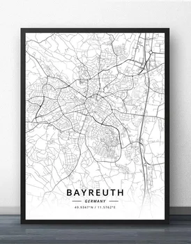 Aachen, Augsburg Baltrum Bayreuthu Itd Bielefeld Bochum Bonn Bremen Brunswick Chemnitz Dortmund, Köln, Dresden Nemčiji Zemljevid Plakat
