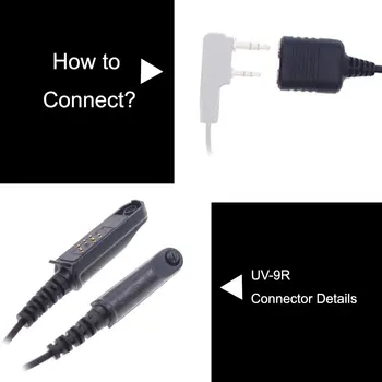 Adapter Kabel Baofeng UV-9R Plus UV-XR Vodotesen do 2 Pin, ki je Primerna za UV-5R UV-82 UV-S9 Walkie Talkie Slušalke Zvočnik Mikrofon