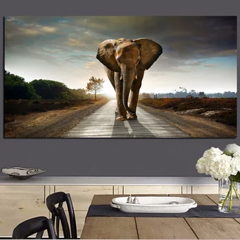 Afrika Slon, Živali, Pokrajina Oljna slika na Platnu Ljudski Umetnosti Plakatov, Tiskanje Abstraktna Umetnost Stenske Slike za Dnevna Soba Dekor
