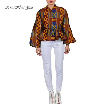 Afriška Oblačila za Ženske z Dolgimi Rokavi Afriške Natisne Afriki Bluzo Ženske Ankara Vrhovi Afriki Plus Velikost Oblačila Majica WY7803