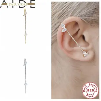 Aide S925 Sterling Srebro Stde Earing Okoli Auricle Diamond Surround Držalo Za Uho Uhani Korejski Pendientes Plata Našli Nakit
