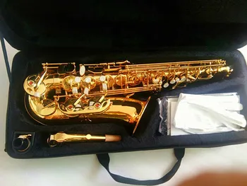 Alto saksofon Debelo-Vroče PRODAJE Alto Eb Zlati Sax Ravno glasbila strokovno saksofon Ustnik in v primeru