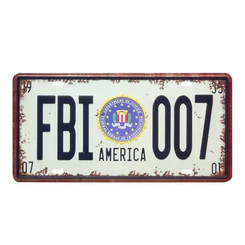Amerika Fbi 007 prometno Dovoljenje Kovinsko Ploščo Letnik Tin Prijavite Bar Pub Garaža Home Decor Art Slogan Ne Kaditi Plaketo 15X30Cm
