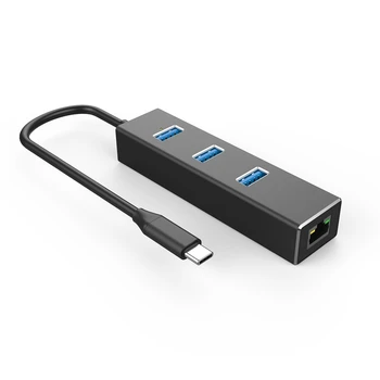 Amkle USB C 3.1 za RJ45 Gigabit Ethernet 1000Mbps LAN Adapter 3USB 3.0 Vrata Tip C Središče s Držalo Za Prenosnik Macbook