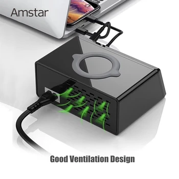 Amstar 100W Brezžični USB Polnilec za Hitro Polnjenje 3.0 PD18W 8-Vrata Digitalni Prikaz polnilna Postaja za iPhone 11 Pro XS X Samsung