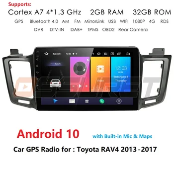 Android 10 10.1 Palčni 2 Din avtoradio Multimedijski predvajalnik Predvajalnik Za Toyota RAV4 2013 2016 2017 GPS Navigacija