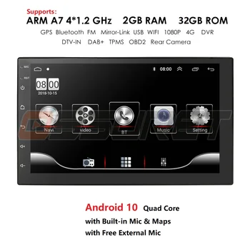 Android 10 2 Din avtoradio Multimedijski Predvajalnik Videa Univerzalni auto Stereo GPS ZEMLJEVID Za Nissan Hyundai Kia toyota Renault DAB+ DVR