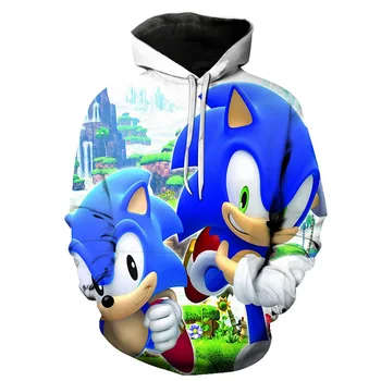 Anime Priljubljena Risanka 3D Sonic hedgehog Moški Puloverji s kapuco Pomlad Jesen Casual Moški Puloverji Jopice moška Majica s Kapuco