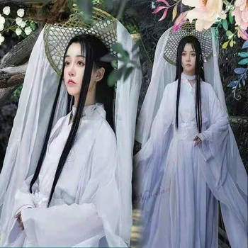 Anime Xie Lian Cosplay Tian Guan Ci Fu Cosplay Kostumi, Lasulje Bambusa Klobuk Prop Bela HanFu Moški Ženske Halloween Kostum