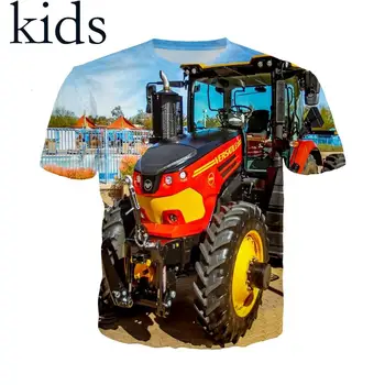 Anime Ženske Harajuku Otroci Traktor Otrok Luštna 3D Tiskanja Kratek Rokav Homme Moda Otroci T-shirt Avto majica s kratkimi rokavi Moški Tshirt E818