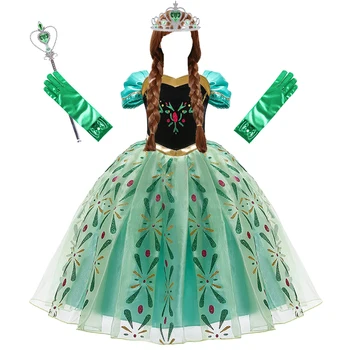 Anna Obleko za Dekle, Cosplay Snow Queen Princesa Kostum Otroci Halloween Obleko Otrok Rojstni dan Karneval Fancy Stranka Prikriti